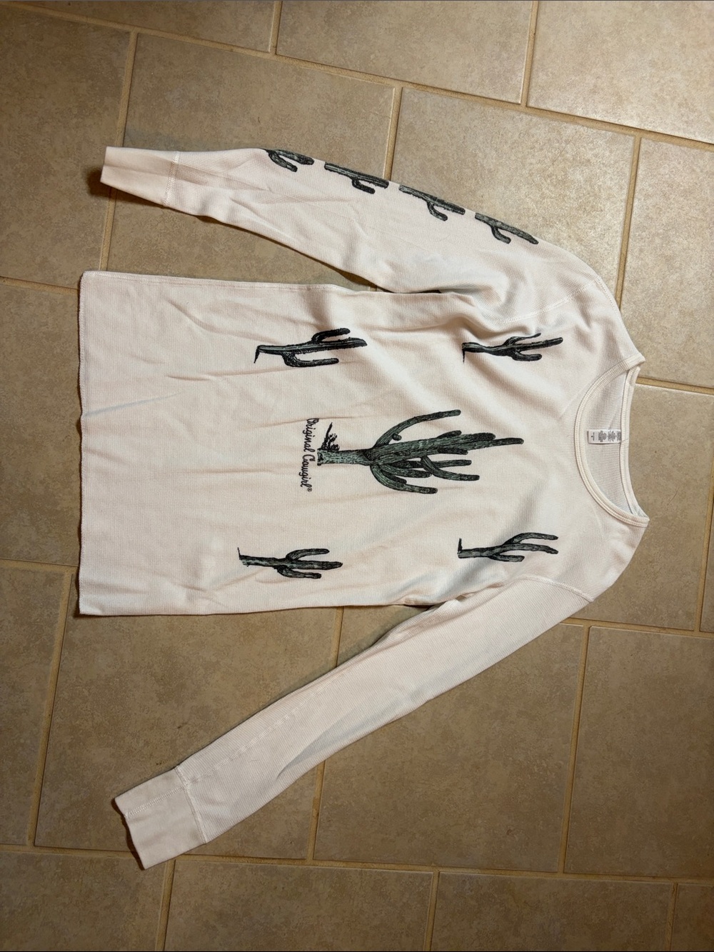 Whispering Cactus Long-Sleeve Thermal Sweater - Cream